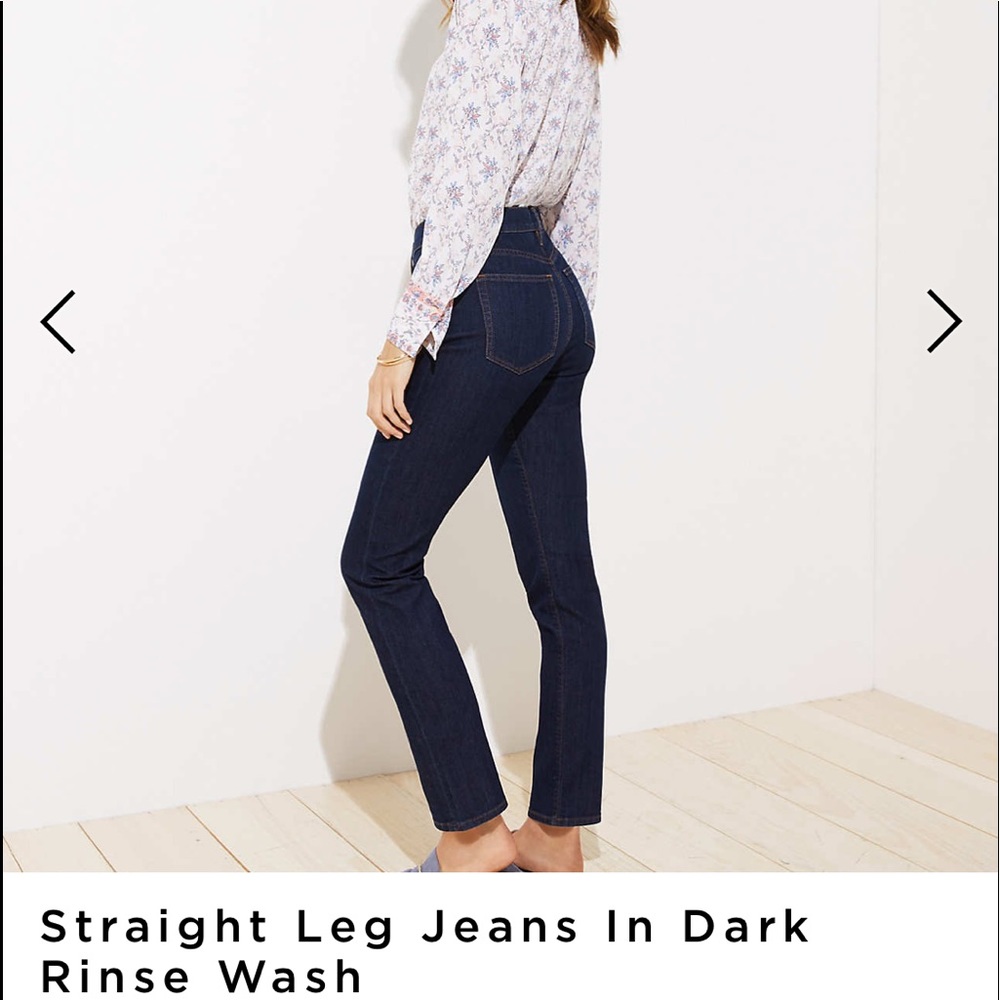 AnnTaylor Straight Leg jeans, dark rinse wash 27T.